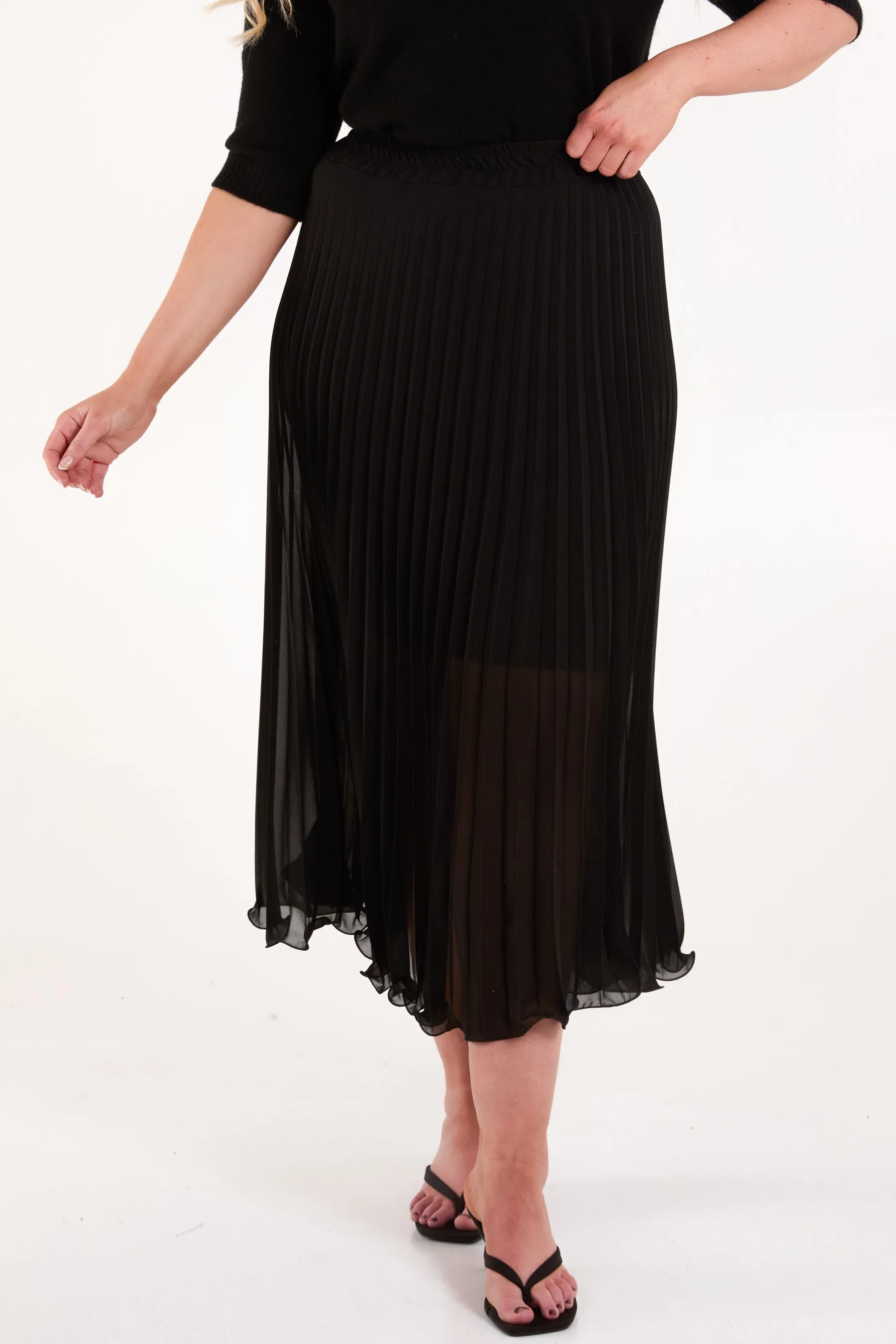 Chiffon Pleated Midi Skirt