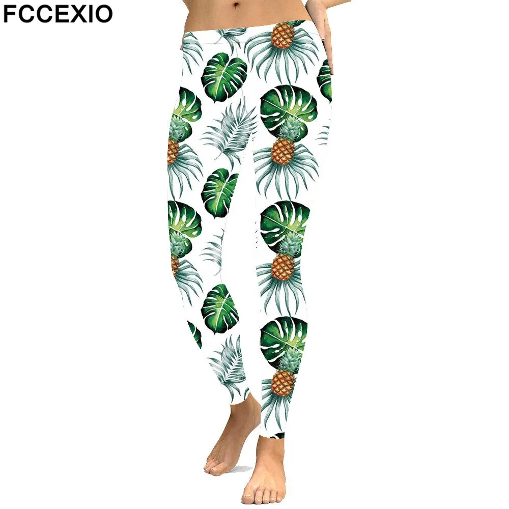 Classic Jungle Print Women Leggings Casual Leaves Printed