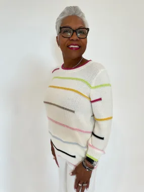 Color Scheme Multi Broken Stripe Sweater