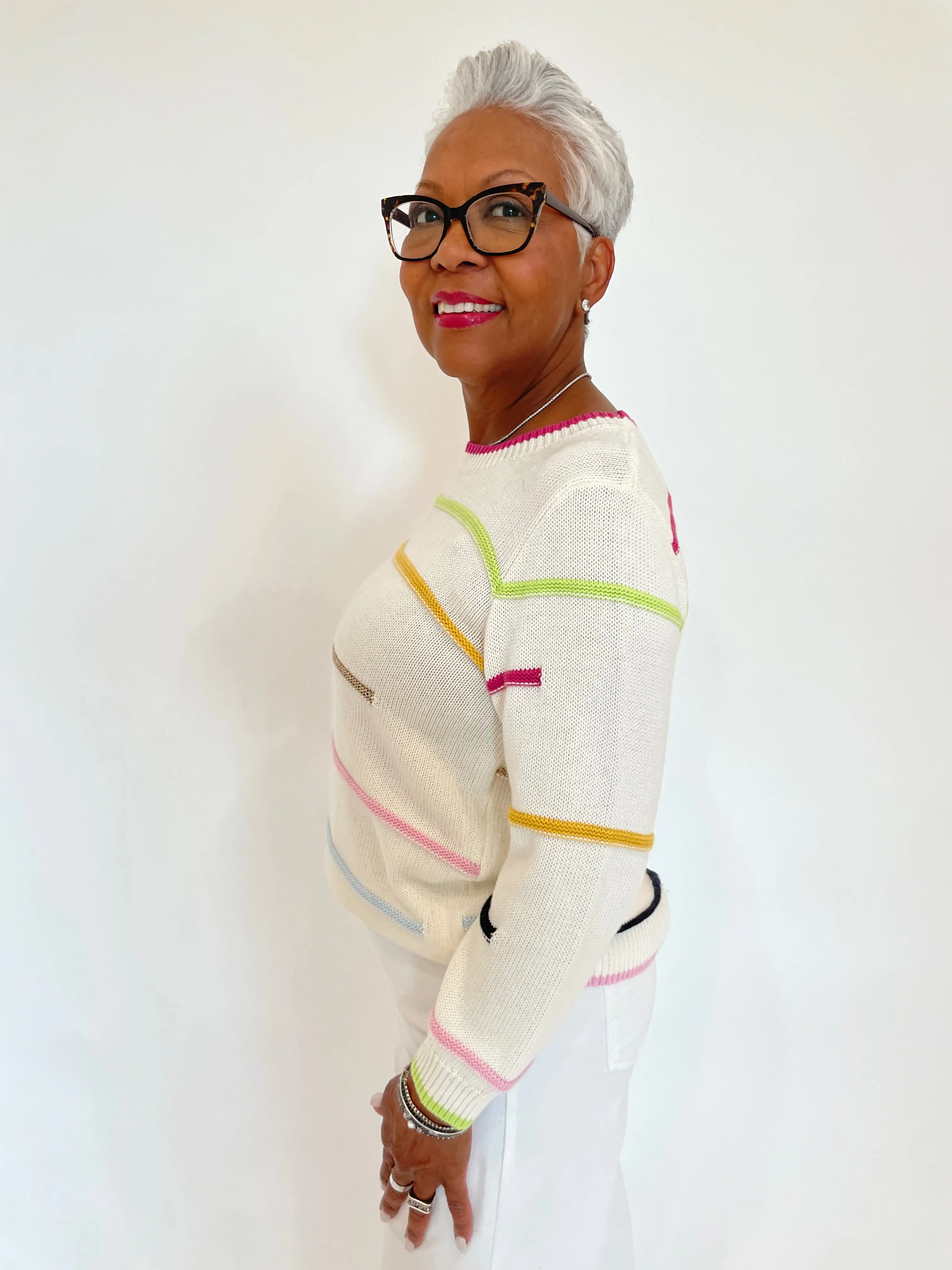 Color Scheme Multi Broken Stripe Sweater
