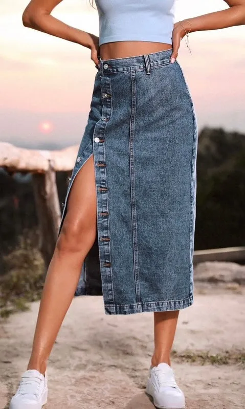 Denim Midi Skirt