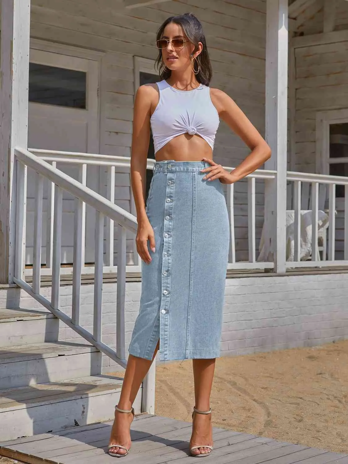 Denim Midi Skirt