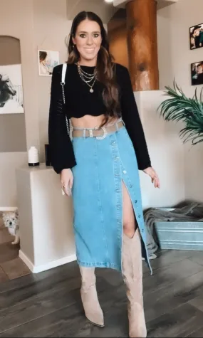 Denim Midi Skirt