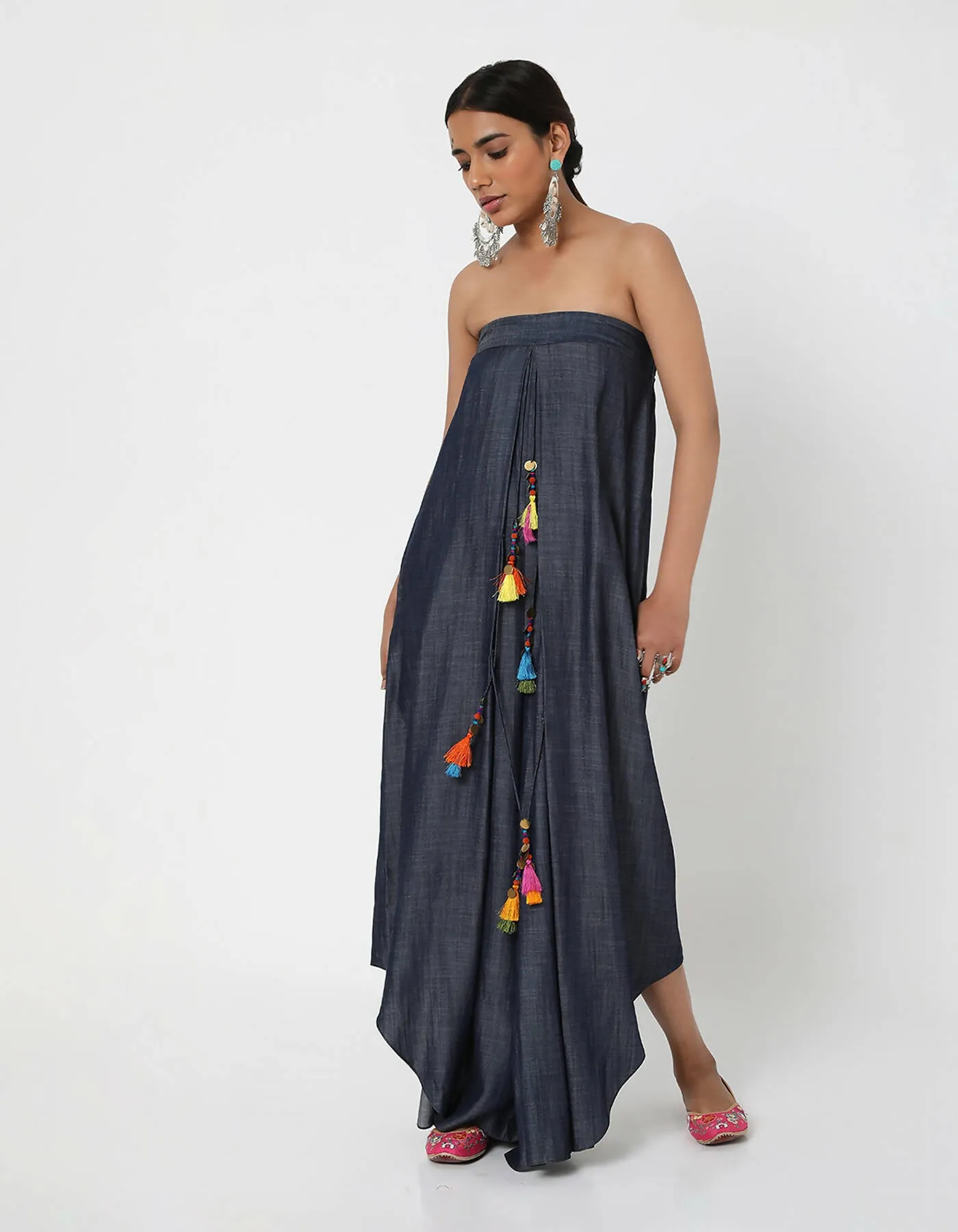 Denim Tassel Jumpsuit