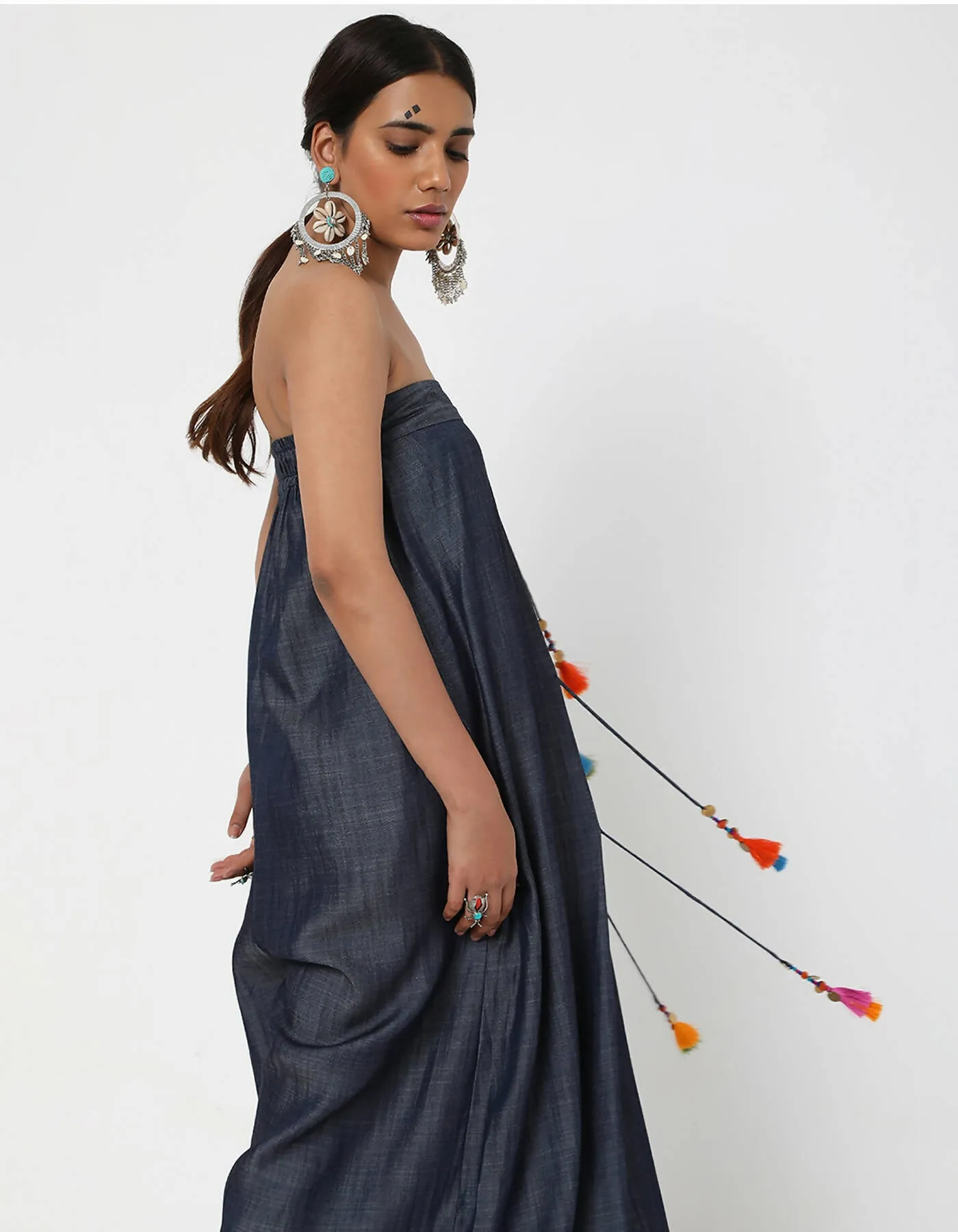 Denim Tassel Jumpsuit