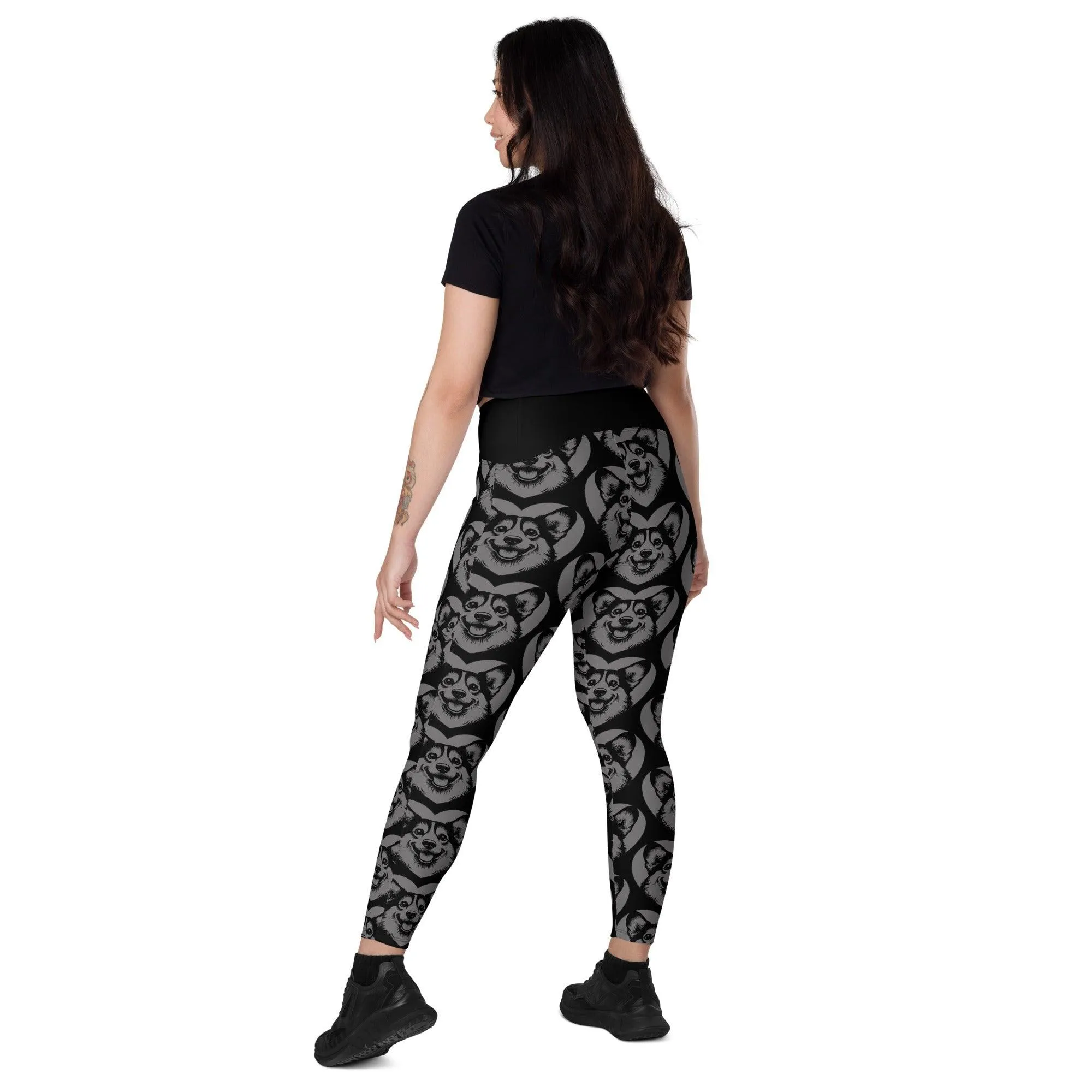 DOG BREED LEGGINGS with pockets - CORGI - HERTTAHOUND - grey