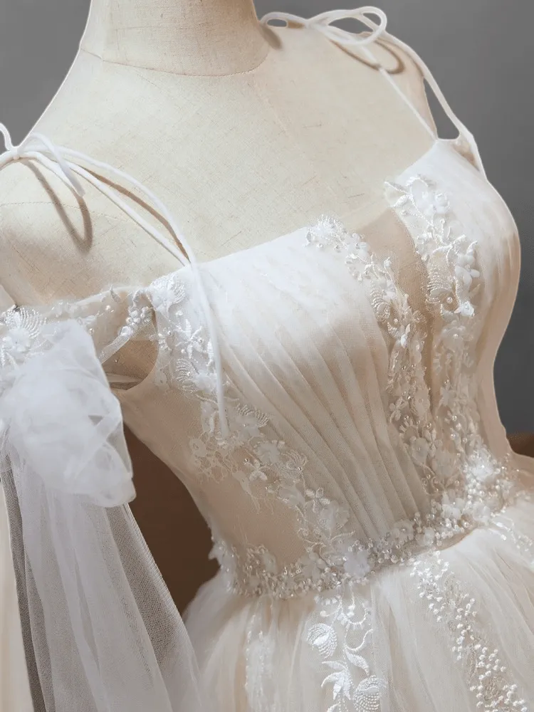 Enchanting Off-Shoulder Short Lace Wedding Dress with Sleeves - Floral Tulle Corset Bridal Gown Plus Size