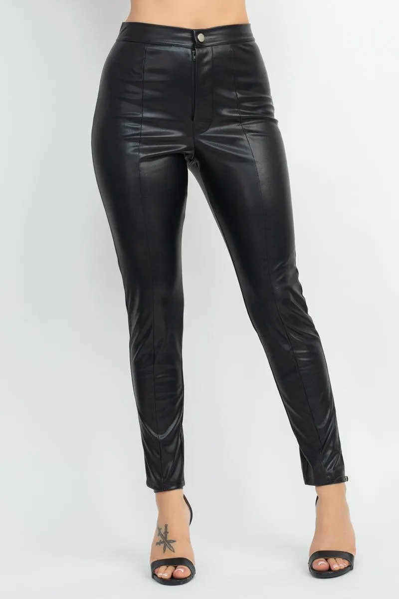 faux leather high waist skinny pants