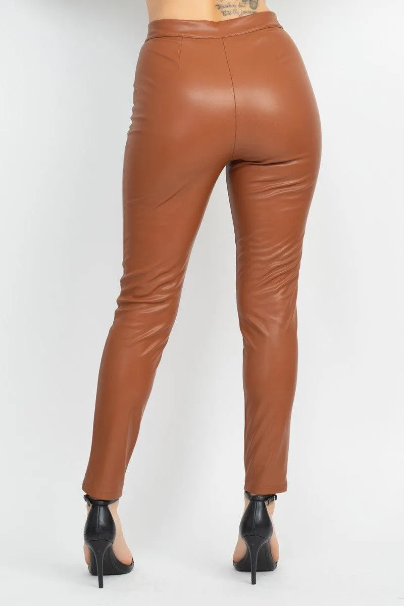 faux leather high waist skinny pants