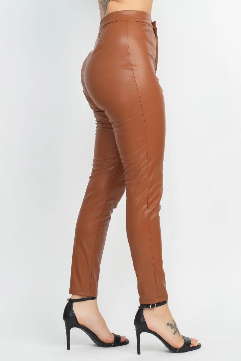 faux leather high waist skinny pants