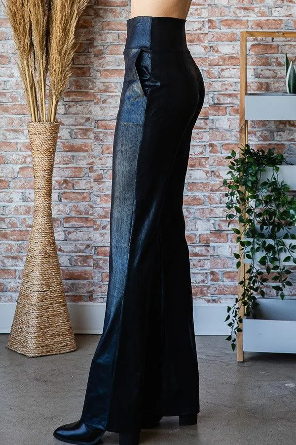 faux leather pull on flare pants