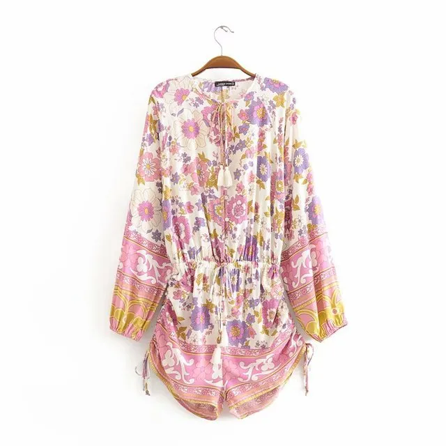 Fringed pleated vacation jumpsuit