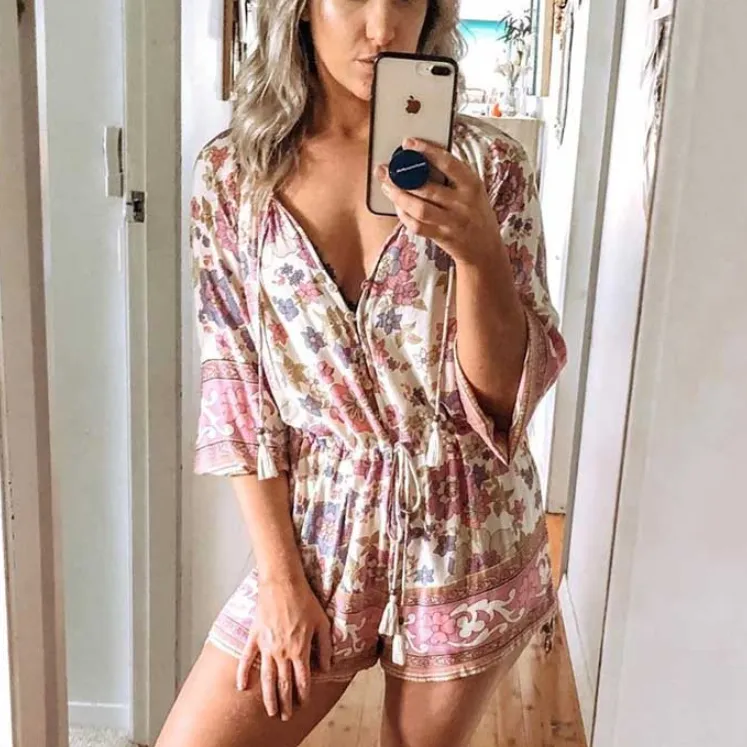 Fringed pleated vacation jumpsuit