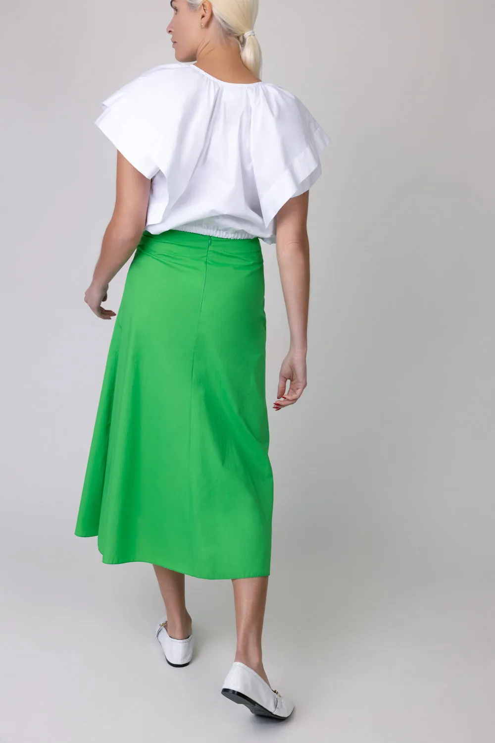 Gathered Midi Skirt - Green