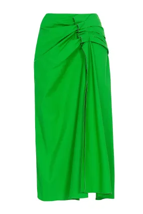 Gathered Midi Skirt - Green