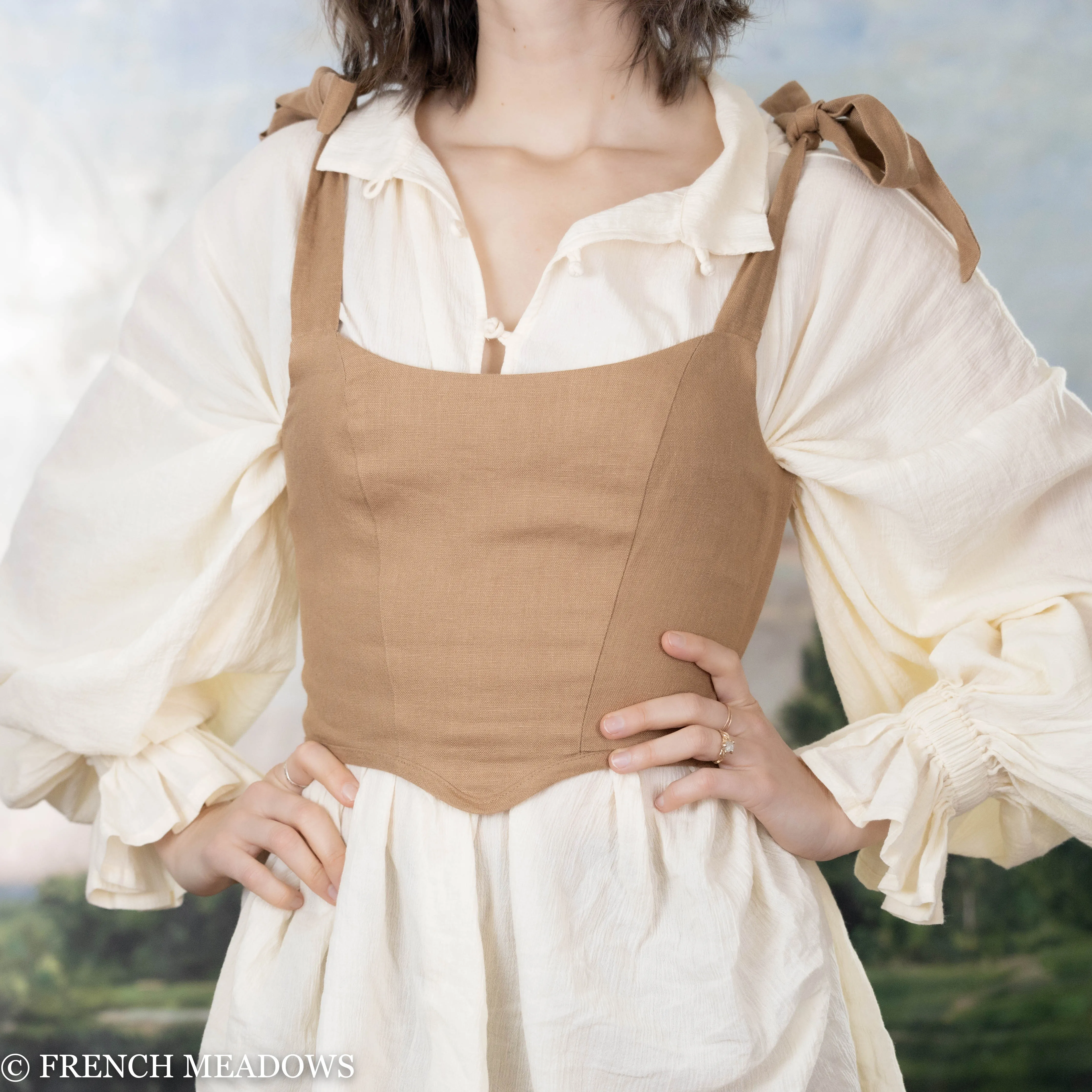 Ginger Linen Corset Tie Top - Final Sale