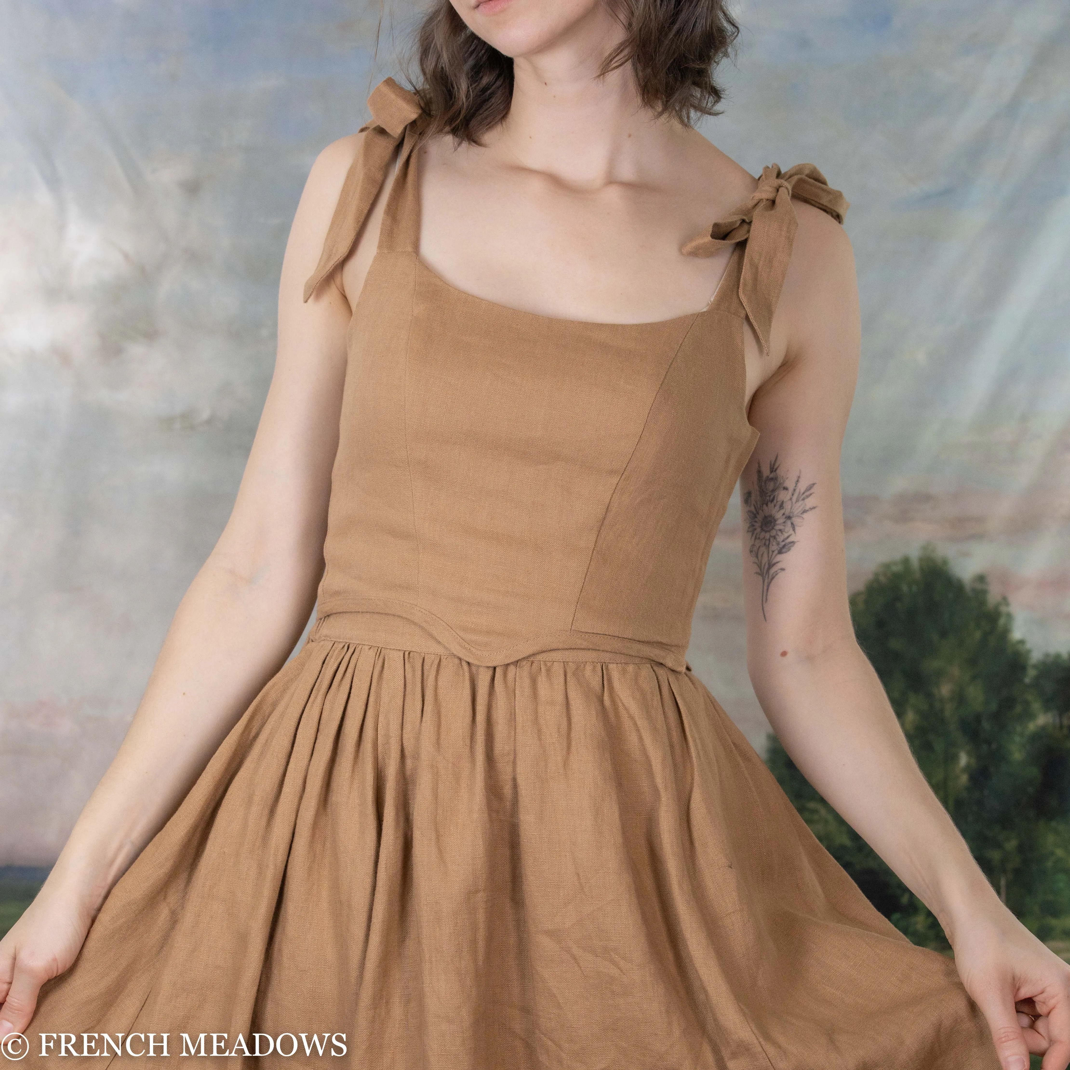 Ginger Linen Corset Tie Top - Final Sale