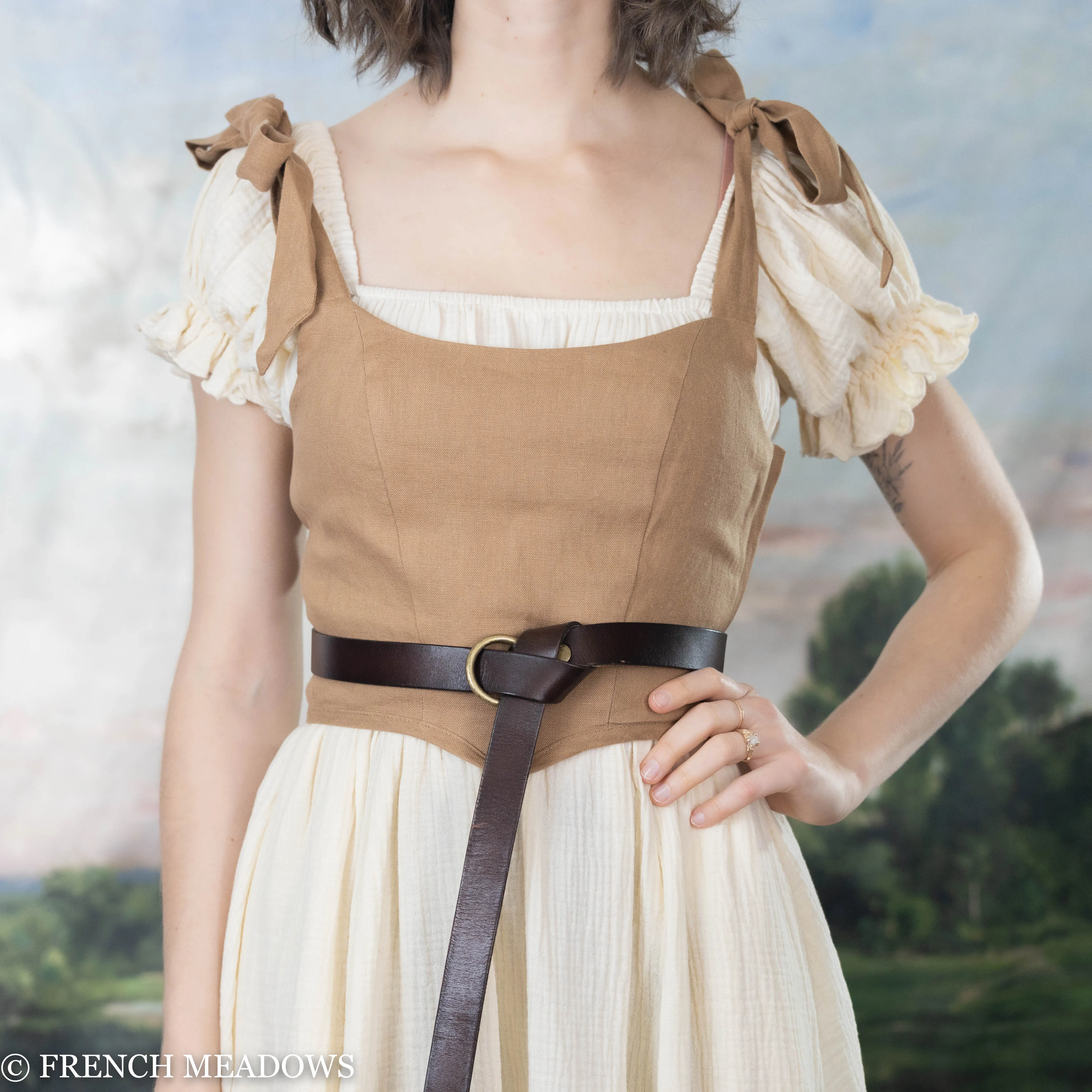 Ginger Linen Corset Tie Top - Final Sale