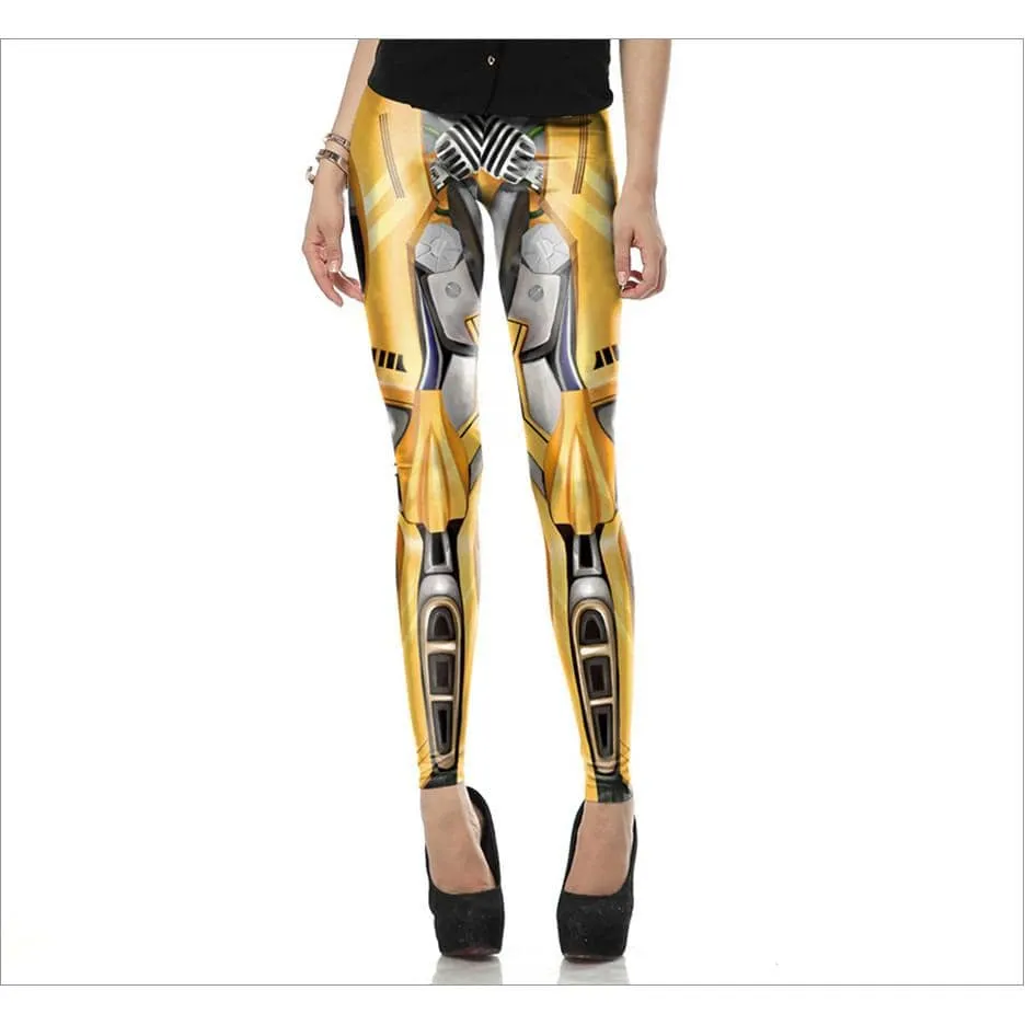 Golden Mecha Robot Women's Leggings