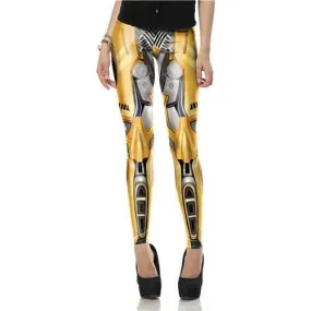 Golden Mecha Robot Women's Leggings