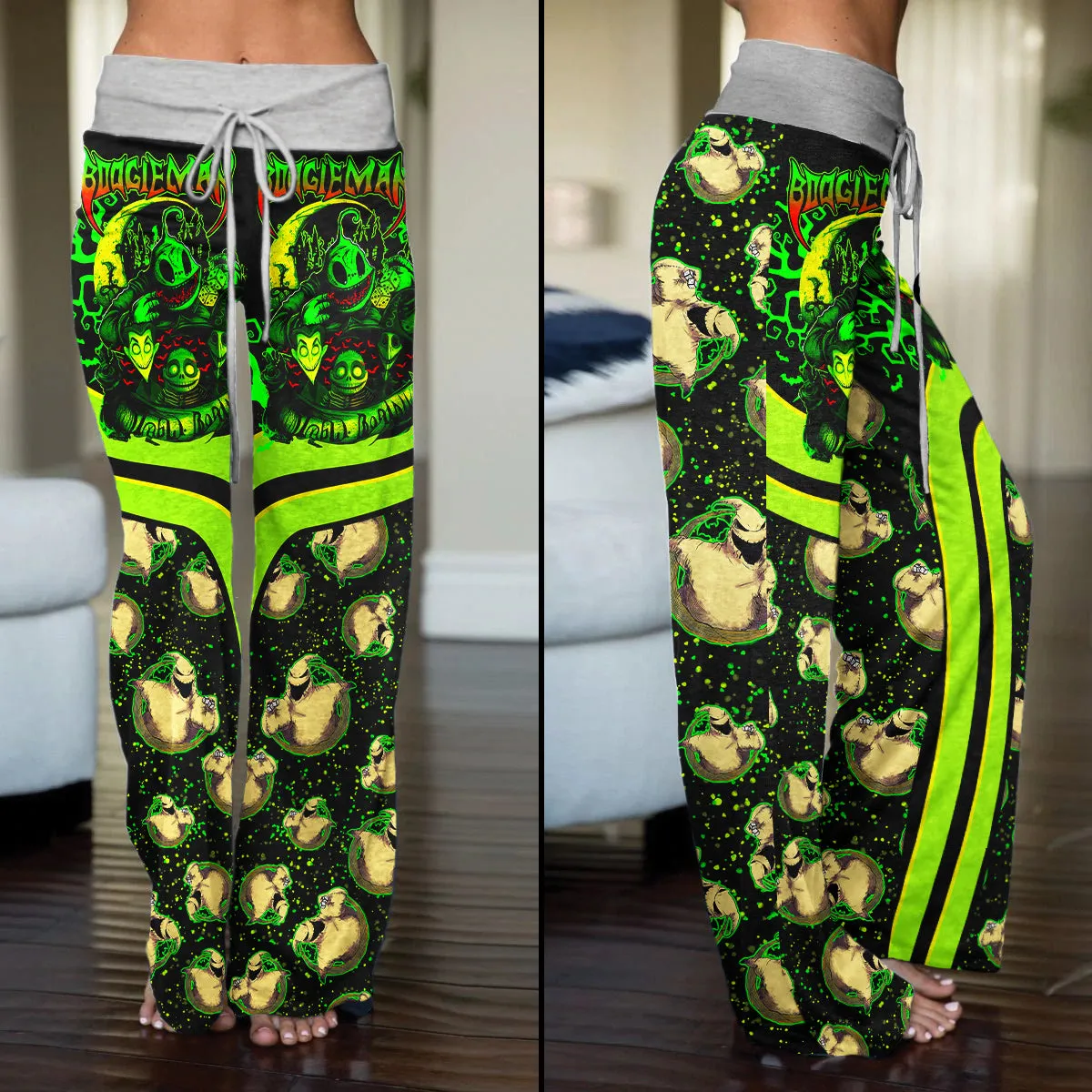 Halloween Boo Skull Art Women's High-waisted Wide Leg Pants