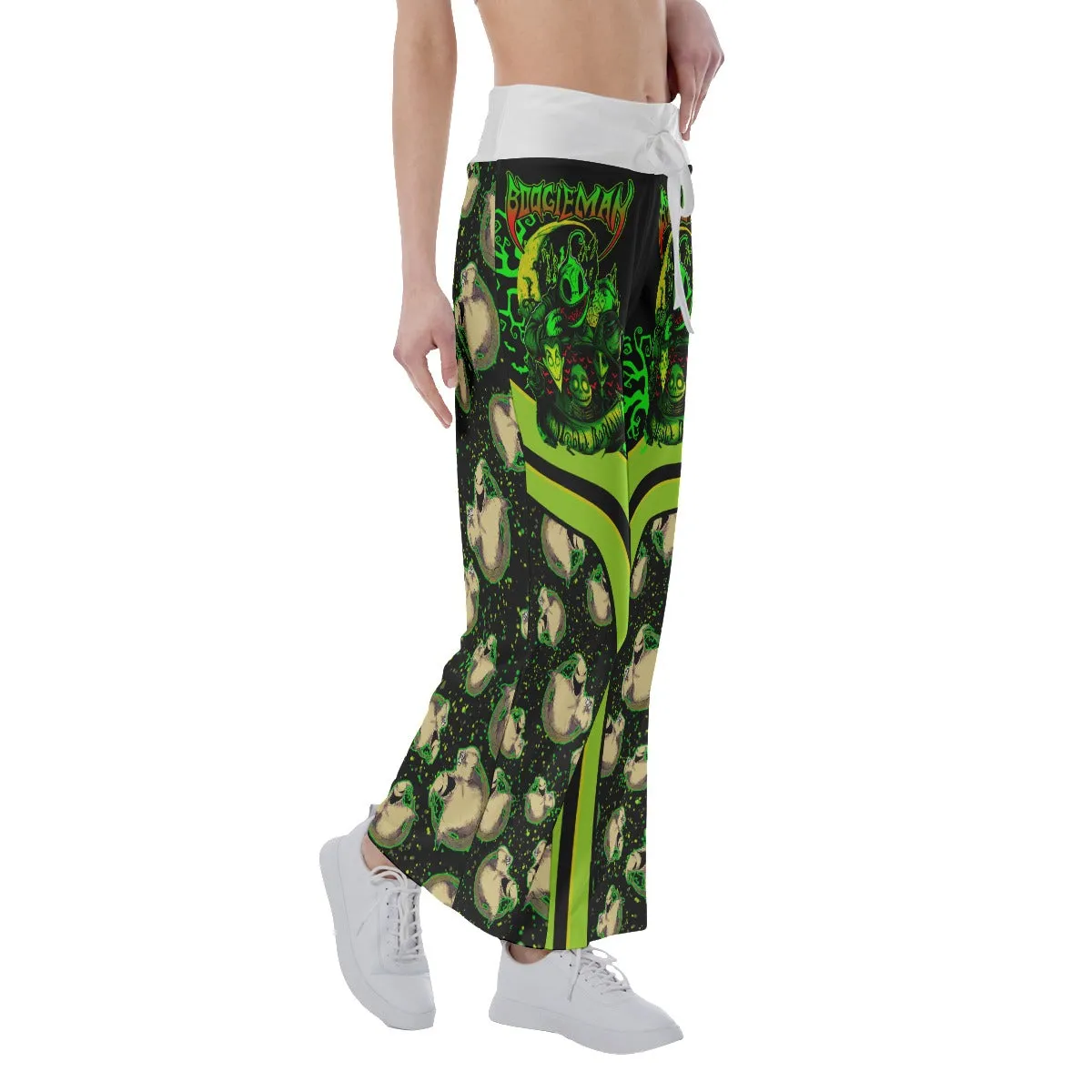Halloween Boo Skull Art Women's High-waisted Wide Leg Pants