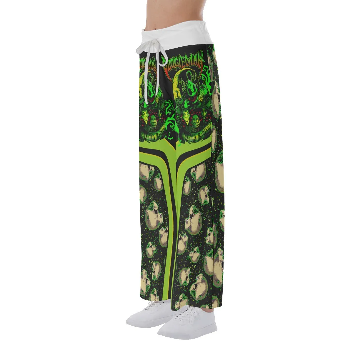 Halloween Boo Skull Art Women's High-waisted Wide Leg Pants