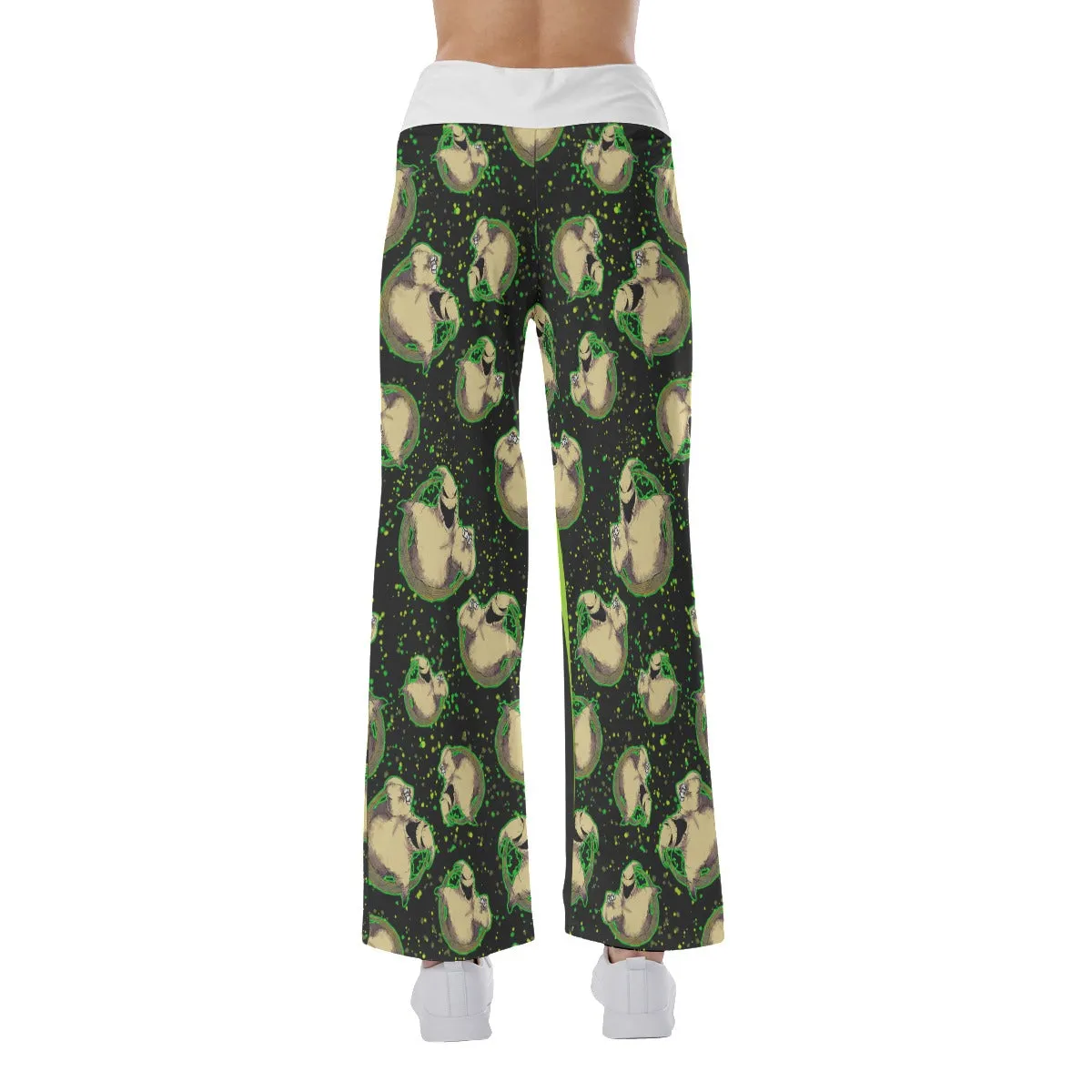 Halloween Boo Skull Art Women's High-waisted Wide Leg Pants