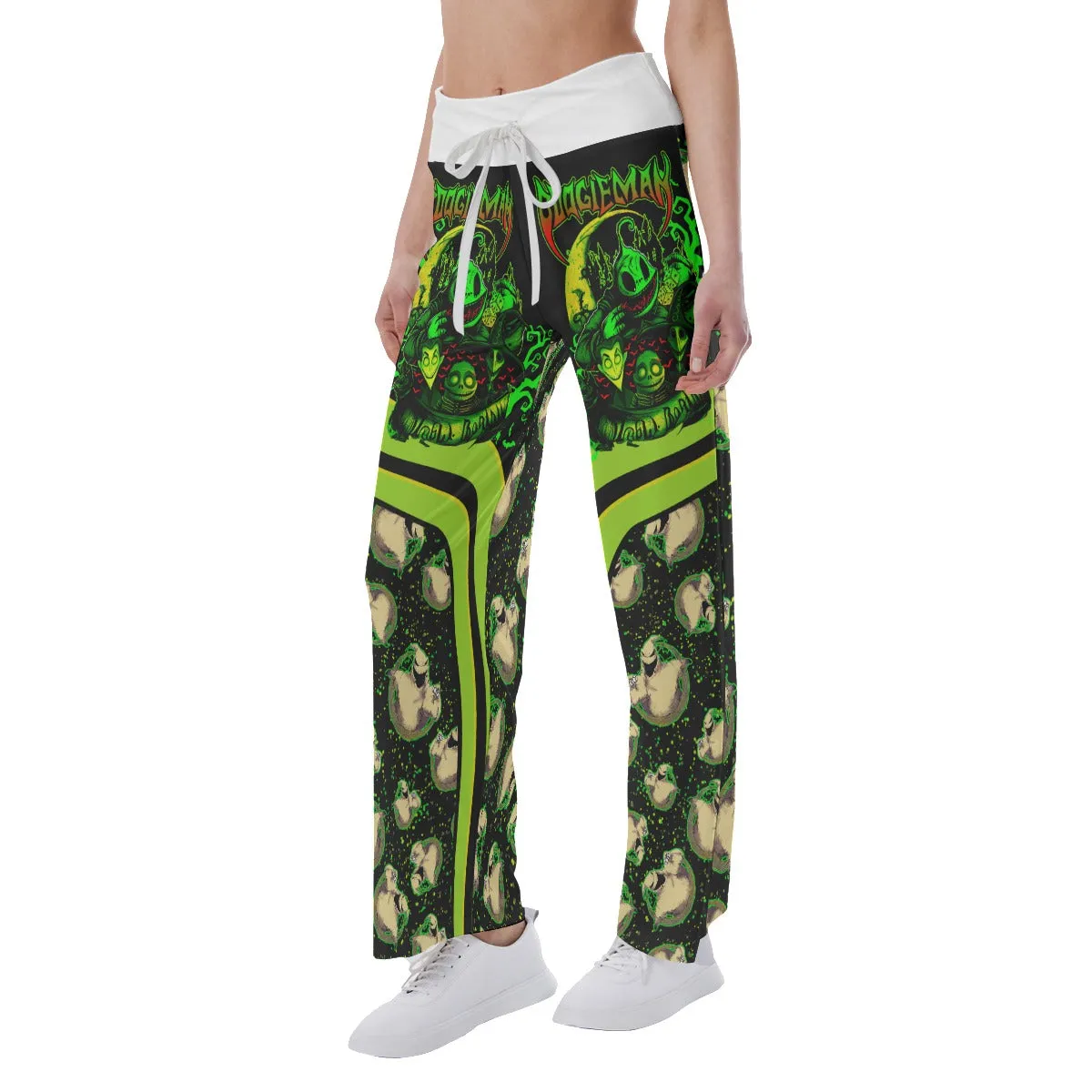 Halloween Boo Skull Art Women's High-waisted Wide Leg Pants