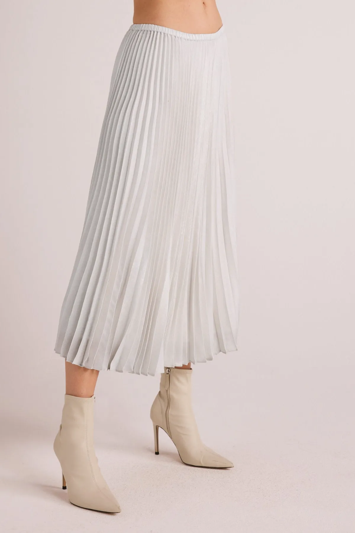 Hand Pleated Midi Skirt in Metallic Opal
