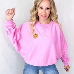 Happy Retro Mood Abstract Joy Long Sleeve Terry Pullover in 3 Colors