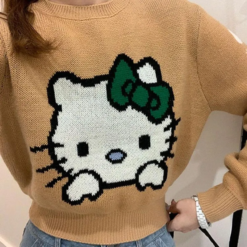 Hello Kitty Knitted Crop Sweater