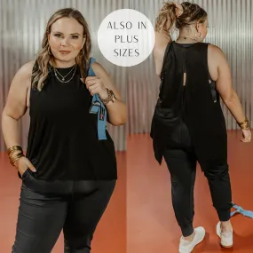 Here To Hiit Open Back Tank Top in Black
