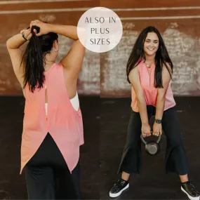 Here To Hiit Open Back Tank Top in Coral