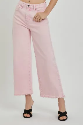 High Rise Fade Pink Risen Pants