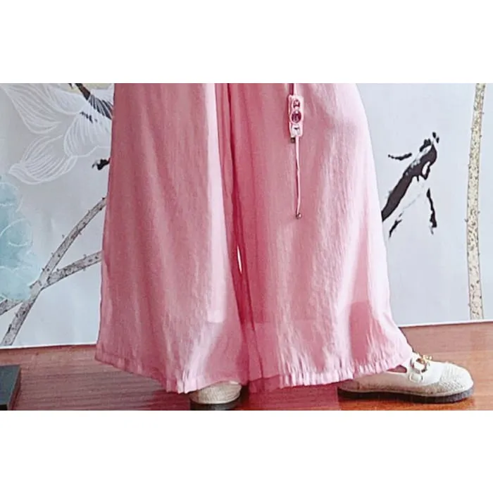 High Rise Floral Embroidered Wide Leg Pants
