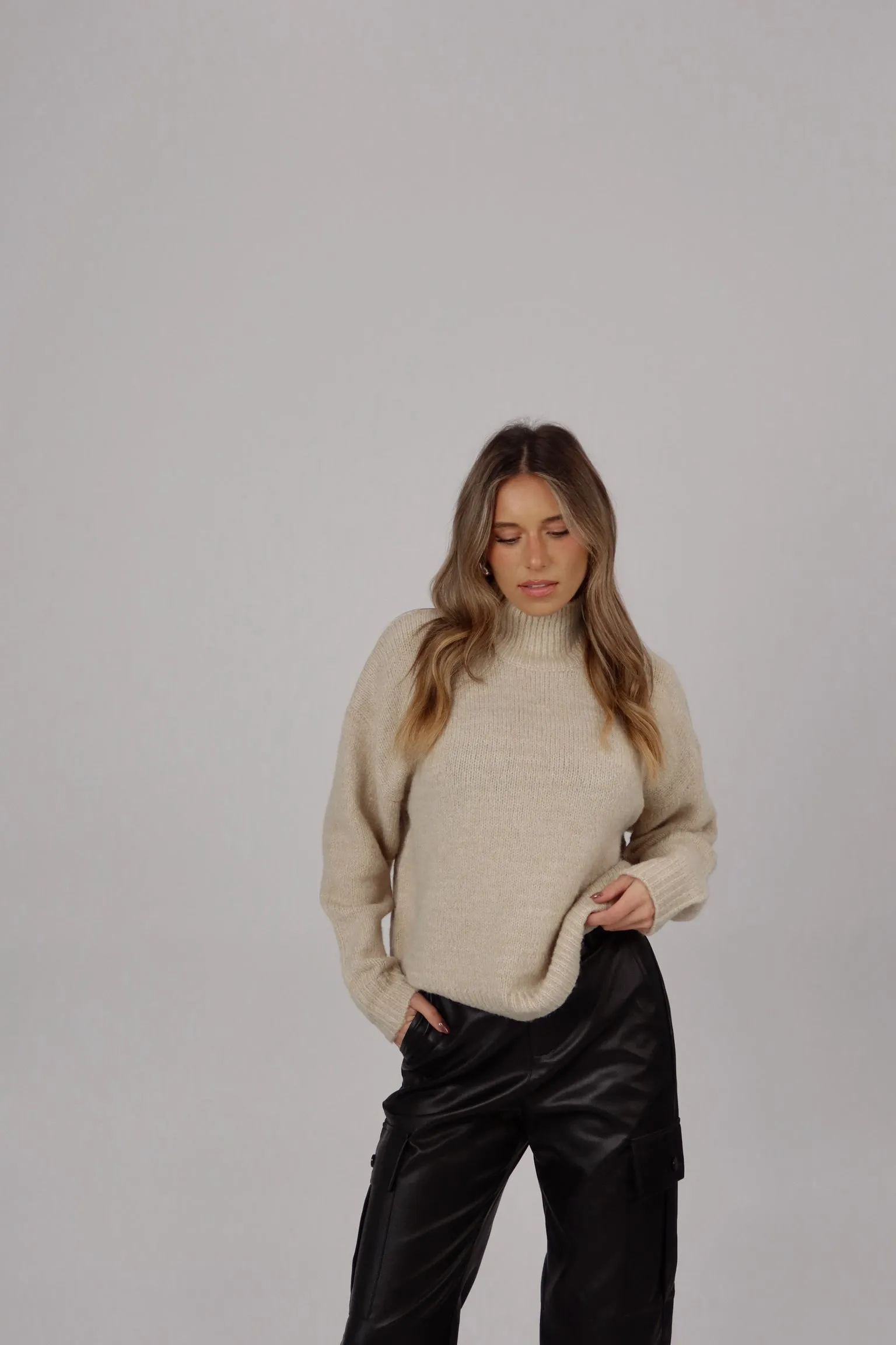High-Rise Vegan Leather Cargo Pants