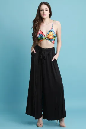 High Rise Waist Sash Wide Leg Pants