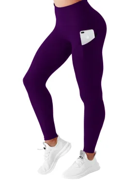 High Waist Side Pockets Gym Pants eggplantpurple_Gym