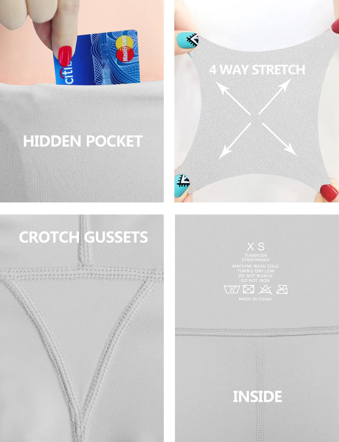 High Waist Side Pockets Running Pants lightgray_Running