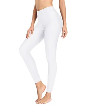 High Waisted Swimsuit Pants Upf 50  Rash Guard Pants Swim Pants For Women-White