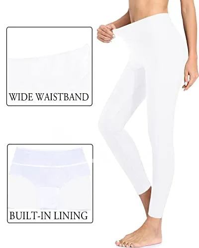 High Waisted Swimsuit Pants Upf 50  Rash Guard Pants Swim Pants For Women-White