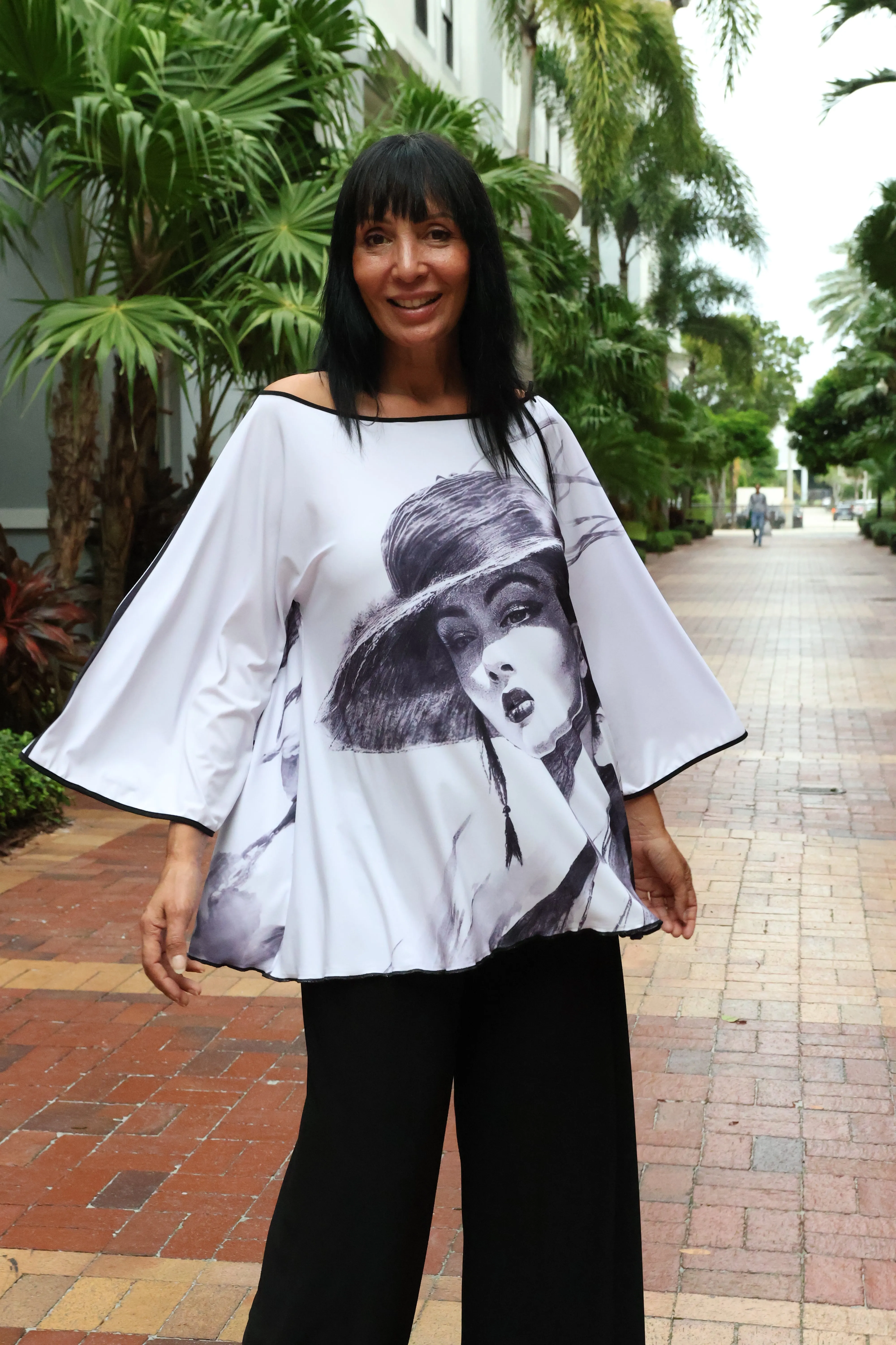 Japanese Blouse Black and white.