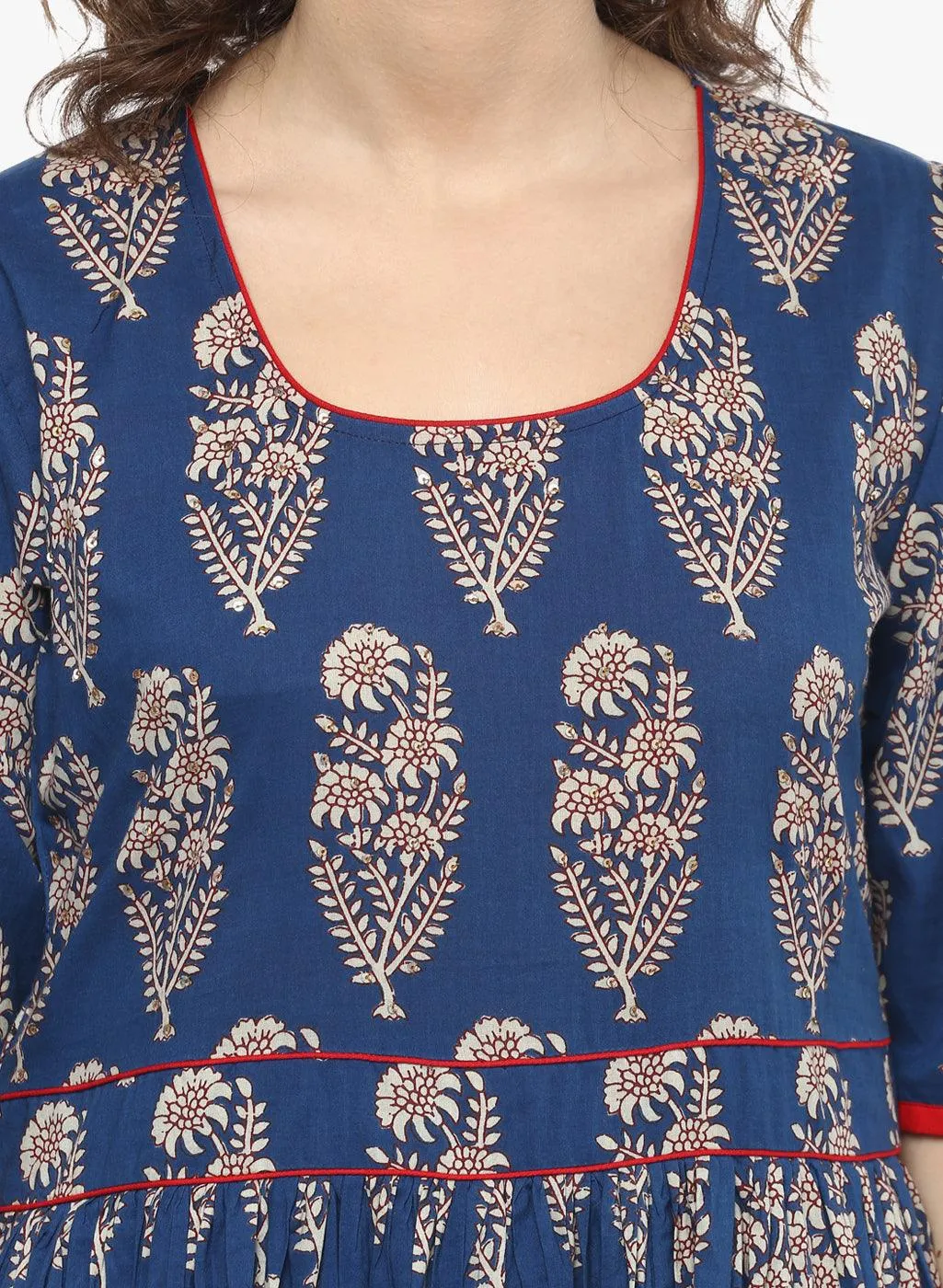 Jashvi Royal Blue Printed Floor Length Anarkali
