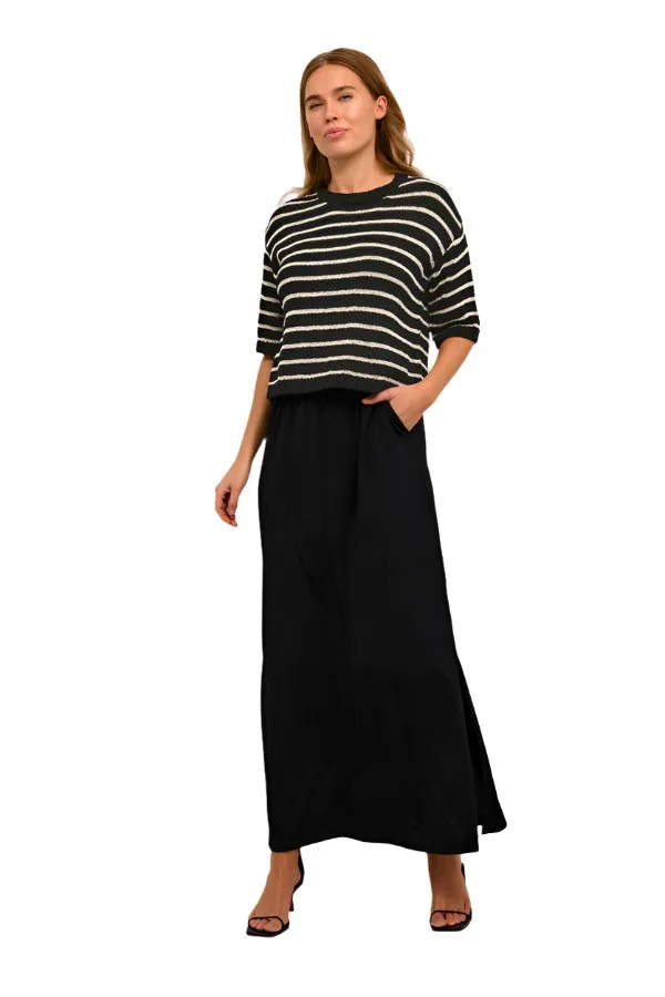 Kaffe Womens Ysabel Knit Pullover Black/Antique White Stripe