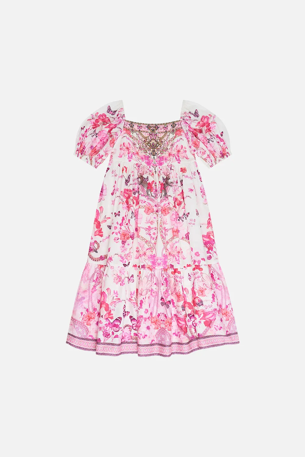 KIDS MIDI DRESS WITH PUFF SLEEVE 4-10 BOTANICAL NOVELLA