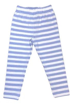 Knit Striped Leggings - Light Blue