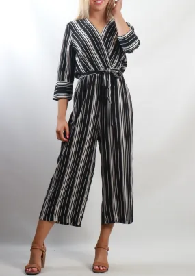 LA0253TB Sleeved Stripe Jumpsuit (Pack)