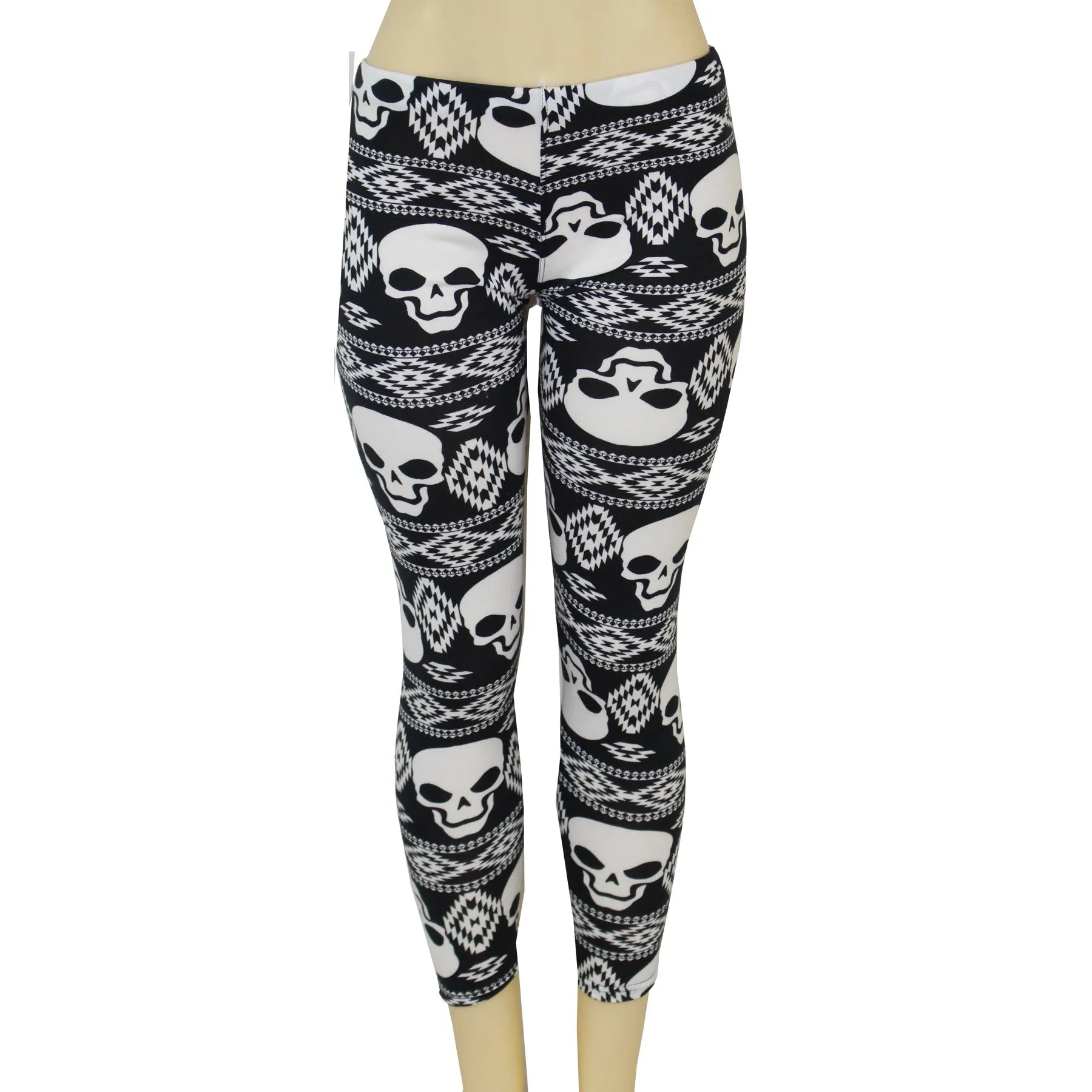 Ladies Tribal Skull Biker Leggings