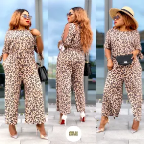 Laura Split Sleeve Leopard Jumpsuit -MLH